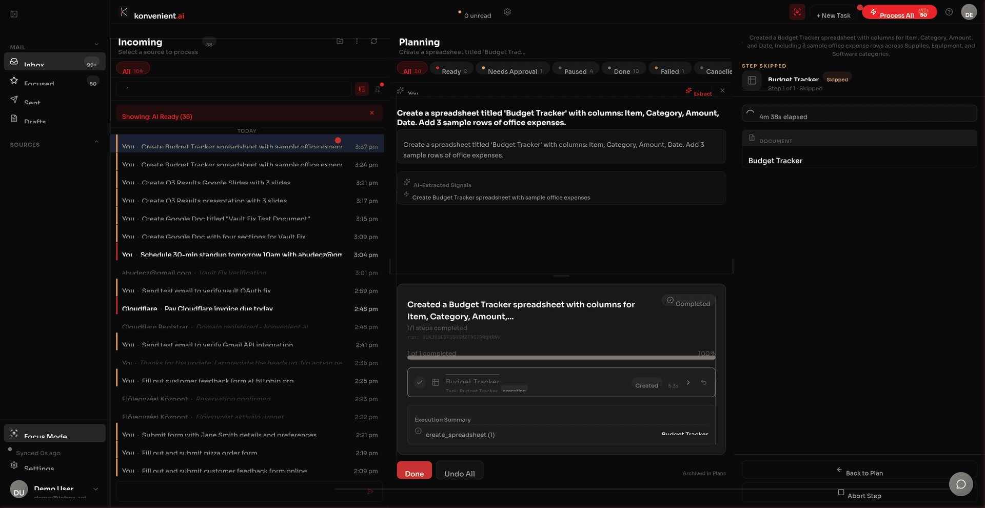 konvenient.ai dashboard